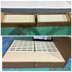 【ご成約)】ニトリ　Nスリープ　ダブルベッド　フレーム マットレスセット【傷、シミありの為格安❗️ 】の画像