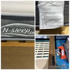 【ご成約)】ニトリ　Nスリープ　ダブルベッド　フレーム マットレスセット【傷、シミありの為格安❗️ 】の画像