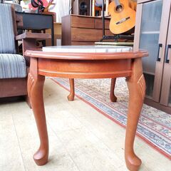 大理石天板 猫脚 センターテーブル リビングテーブル オーバル 楕円形◆幅100㎝×奥行53㎝×高さ43㎝ 検) ロイズ アンティークス★近隣配送無料 買取帝国 朝霞店の画像