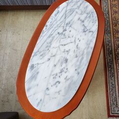 大理石天板 猫脚 センターテーブル リビングテーブル オーバル 楕円形◆幅100㎝×奥行53㎝×高さ43㎝ 検) ロイズ アンティークス★近隣配送無料 買取帝国 朝霞店の画像
