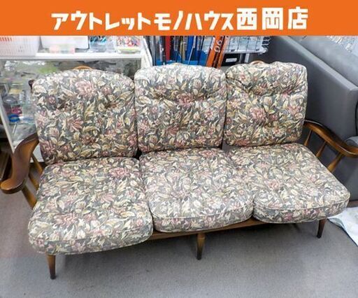 キツツキ ３人掛けソファ 乗鞍 花柄シート 飛騨産業 のりくら メッシュネット交換 札幌 西岡店