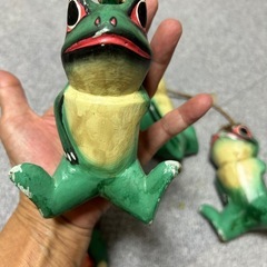 【お取引き中】アジアン3連カエルとカエルの鏡の画像
