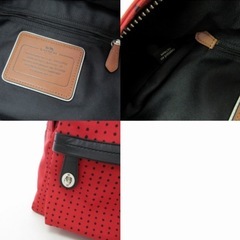 美品 ドット×ペイズリー レッド　リュック COACHの画像
