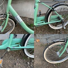 DCM　パンクしにくい自転車　Attivo　低床タイプ　22インチ　ママチャリ　緑　札幌の画像