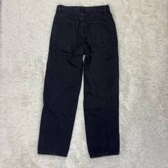 UNIQLO ユニクロ JEANS ブラックデニム 29インチ W73.5 ハイライズ テーパード ストレート ワイド メンズ レディース ヴィンテージ風 古着の画像