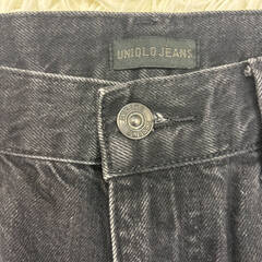 UNIQLO ユニクロ JEANS ブラックデニム 29インチ W73.5 ハイライズ テーパード ストレート ワイド メンズ レディース ヴィンテージ風 古着の画像