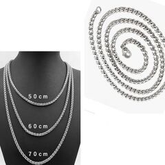 ステンレス製/シルバーチェーンネックレス①（新品）55cmの画像