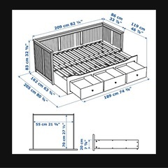 IKEA HEMNES デイベッド＋マットレス＋マットレスプロテクター の画像