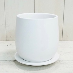 ((2個セット)ホワイト陶器プランター 直径13cmの画像
