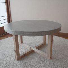 ラウンド型 コンクリート × 木製 コーヒーテーブル（直径60cm）の画像