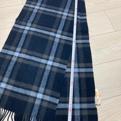 マフラー　チェック柄マフラー ネイビー ブルー グレー　の画像