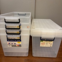 【取引予定者決定済】キャスター付きプラスチック収納衣装ケース5個の画像