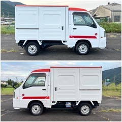 平成 22年 サンバートラック赤帽パネルバン 5速マニュアル◎ エアコンパワステ付きテレビ/DVD/Bluetooth/ETC車検9年10月 タイベル交換渡しの画像
