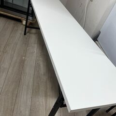会議用テーブル 折りたたみ 棚付き 幅1800×奥行450×高さ700mm ホワイト OC-MTA1845M-WHの画像