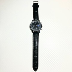 Geneva メンズ腕時計 ブラック レザーベルトの画像