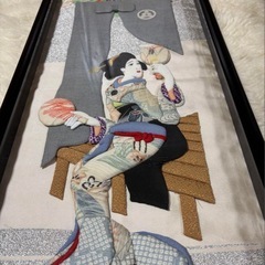 ★【浮世絵美人押絵　日本絵画のアート】 額縁付き！の画像