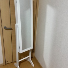 全身鏡☆収納付き　ホワイトの画像