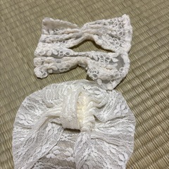 女の子⭐︎ベビー用リボンキャップ⭐︎赤ちゃん総レース柄⭐︎帽子の画像
