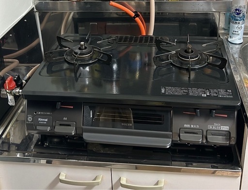 【Rinnai】リンナイ　都市ガスコンロ　片面焼き水なしグリル　2口　RTE597BKL