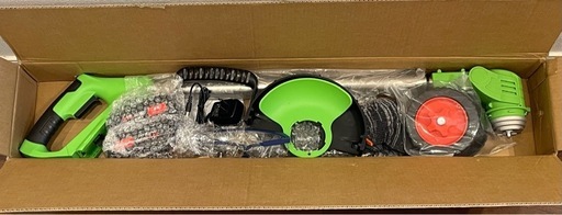 草刈り機 充電式 21Vバッテリー2個付属 軽量1.5kg 4種替刃・補助車輪付