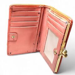COACH がま口二つ折り財布　レザー　オレンジの画像