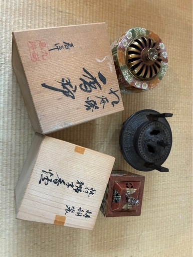 香炉　3点セット　南部鉄器　九谷焼