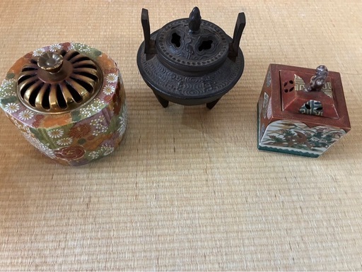 香炉　3点セット　南部鉄器　九谷焼