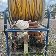 【中古】アサヒエースブレード CS-40MKD + 有光工業 US-40B 動力噴霧機｜高圧ホース・巻取リール付の画像