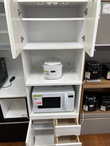 送料・設置込み可　キッチンボード 開梱設置 キッチン収納 幅89.5 レンジ台 食器棚 シンプル 大容量 