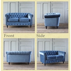 【決定】2人掛けブルーベルベットソファの画像