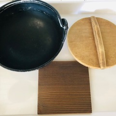 一人前鍋＋木蓋＋木鍋敷のセット×20個セット　の画像