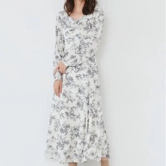 未使用タグ付 マーキュリーデュオ フラワーフロントギャザーマーメイドワンピース サイズM MERCURY DUOの画像