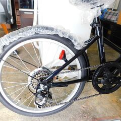 【JM807】未使用 折りたたみ自転車 20インチ シマノ 6段ギア SHIMANO 6段変速 ブラック 空気入れ付き かご付きの画像