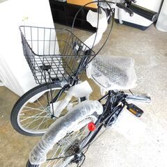 【JM807】未使用 折りたたみ自転車 20インチ シマノ 6段ギア SHIMANO 6段変速 ブラック 空気入れ付き かご付きの画像
