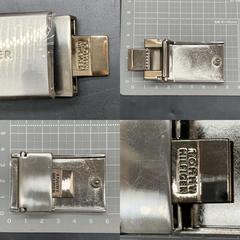 O378　TOMMY HILFIGER トミーヒルフィガー ベルト バックル　「HILFIGER　est. 1985」刻印 シルバーカラー　中古の画像