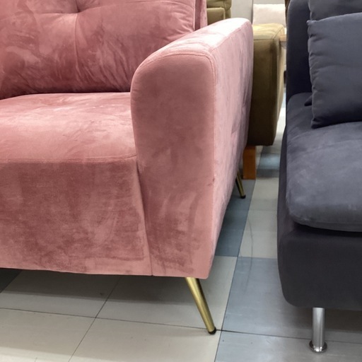 ?️春日市?️2Pソファ?️２人用?️ピンク?️ベルベット生地?️レトロ風?️定価69,800円?️No2035