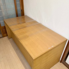 【超美品‼️】総額27万♪ 高級 カリモク家具 160cm幅プレジデントデスク 事務机 パソコン机 デスクワゴン付き 袖机 オーク材ナチュラルブラウン♪の画像