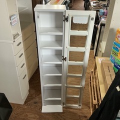 CD収納タワー💿✨タワーラック棚CDラックガラス窓幅26.3cm奥行き18.8cm高さ120.5cm7段ラック白ホワイトの画像