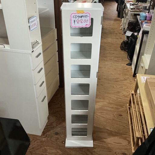 CD収納タワー??タワーラック棚CDラックガラス窓幅26.3cm奥行き18.8cm高さ120.5cm7段ラック