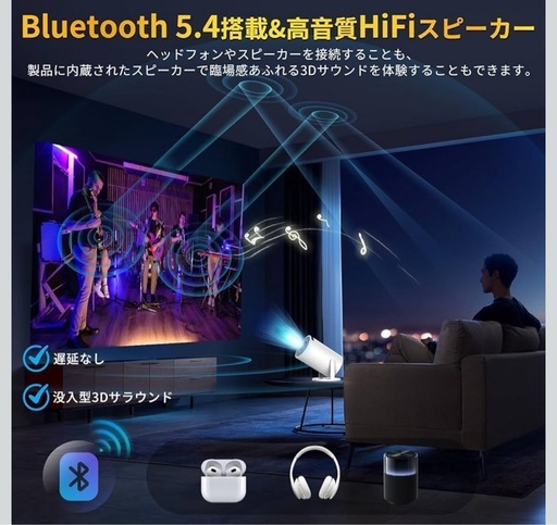 【定価10599円】家庭用プロジェクター 4K対応 18000LM AndroidTV12 天井投影 Wi-Fi6