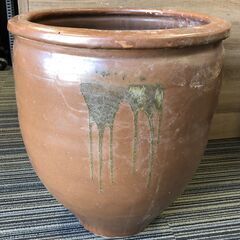 ☆大型 壺 陶器 茶色 傘立てにも使えます インテリア小物 中古（NF251003)Zi-2252の画像