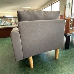 カウチソファー 1人掛けファブリックソファー グレー W73×D133×54cm 札幌 東区の画像
