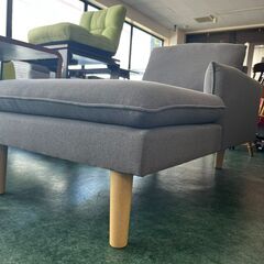 カウチソファー 1人掛けファブリックソファー グレー W73×D133×54cm 札幌 東区の画像