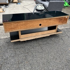 テレビ台　テレビボード　天板ガラス　収納付き　黒　ブラック　【149.5×44×48
】の画像