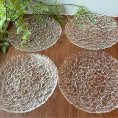 HOYA クリスタル　ガラス　平皿 4枚セット あじさい模様　紫陽花の画像