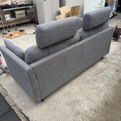 2〜3人掛けソファ ハイバック仕様/ヘッドレスト付き グレー ファブリック 北欧モダン　【179×77×座面高40×背面高100】の画像