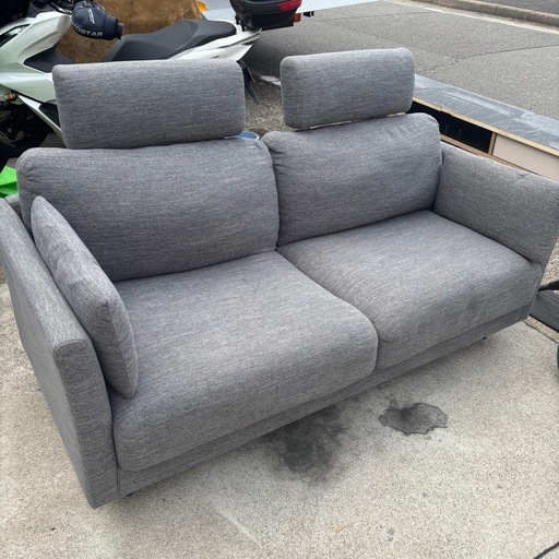 2〜3人掛けソファ ハイバック仕様/ヘッドレスト付き グレー