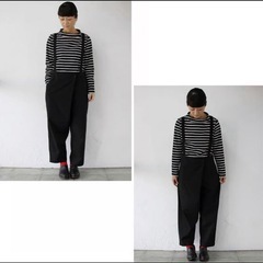 【TRAVAIL MANUEL】サスペンダー付きフォールドパンツ　M チャコールの画像