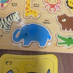 【おもちゃまとめ売り】パズル　ワンワン　いないいないばぁっ！　100均　木製　型はめパズルの画像