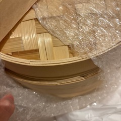 【訳あり　未使用品】竹セイロ 26cm 蒸し器 中華せいろ 本体2個・蓋１個セットの画像